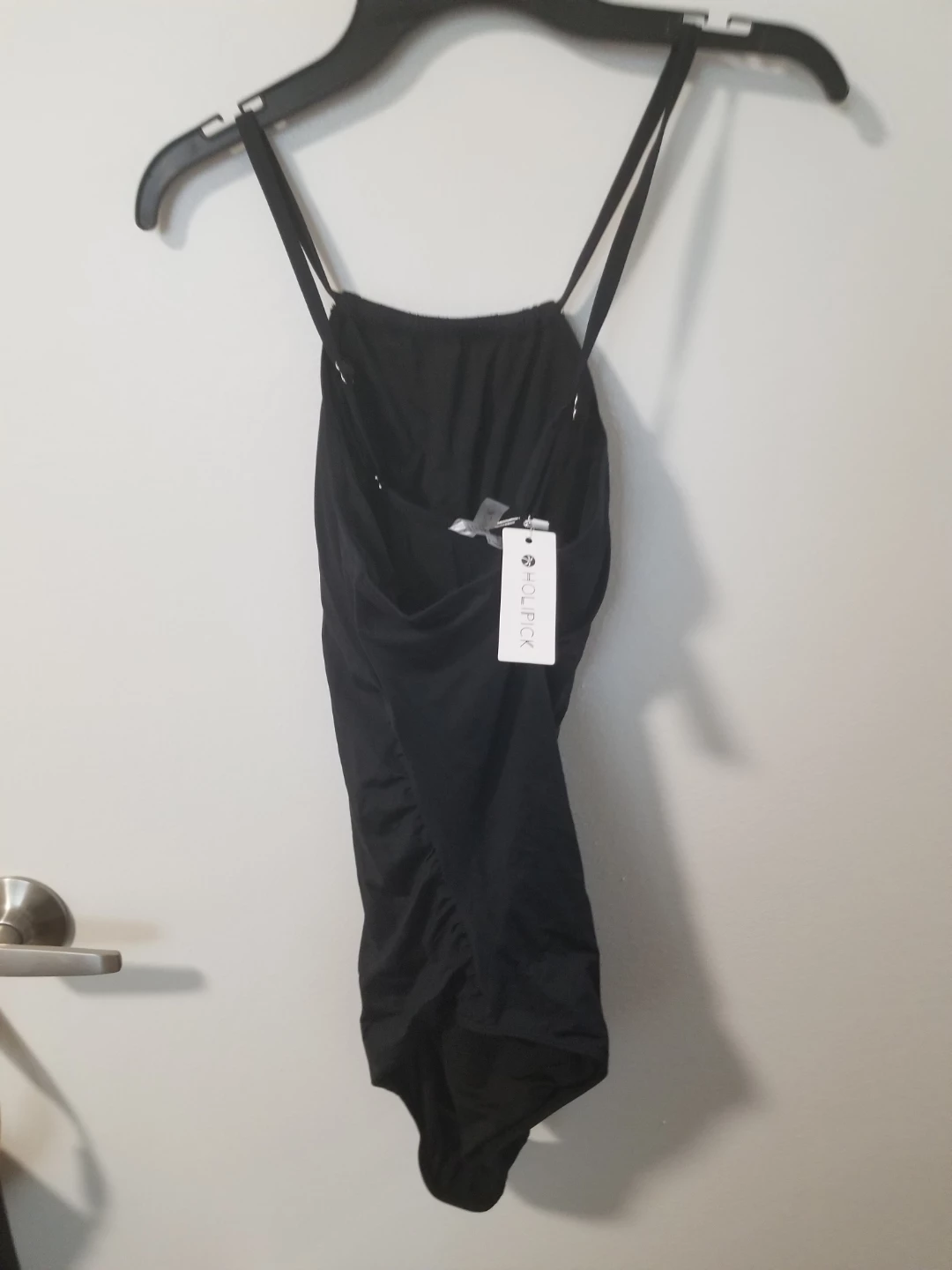 HOLIPICK Black Ruched Swimsuit