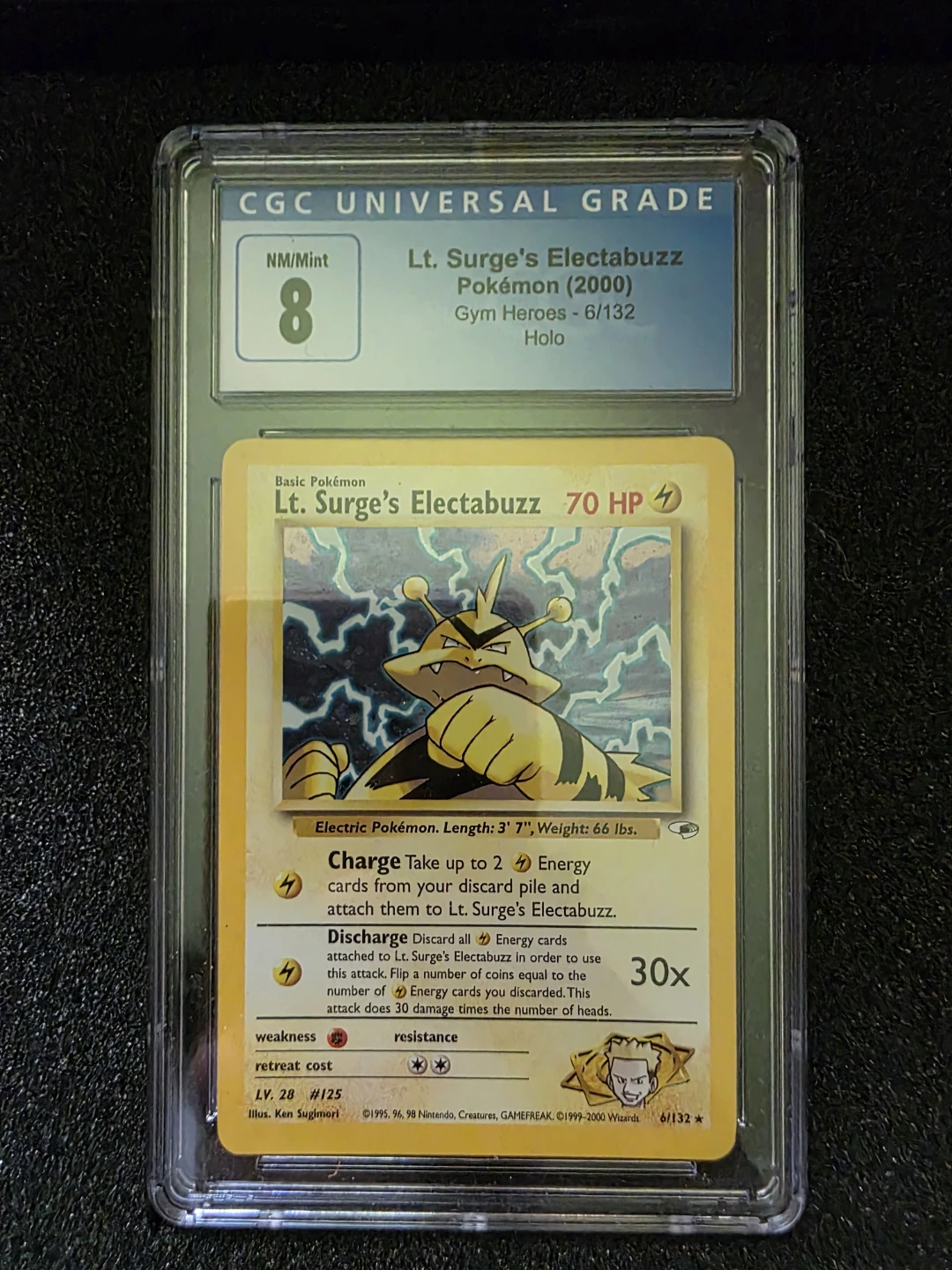 Lt. Surge's Electabuzz Pokémon Card (2000) CGC NM/Mint 8