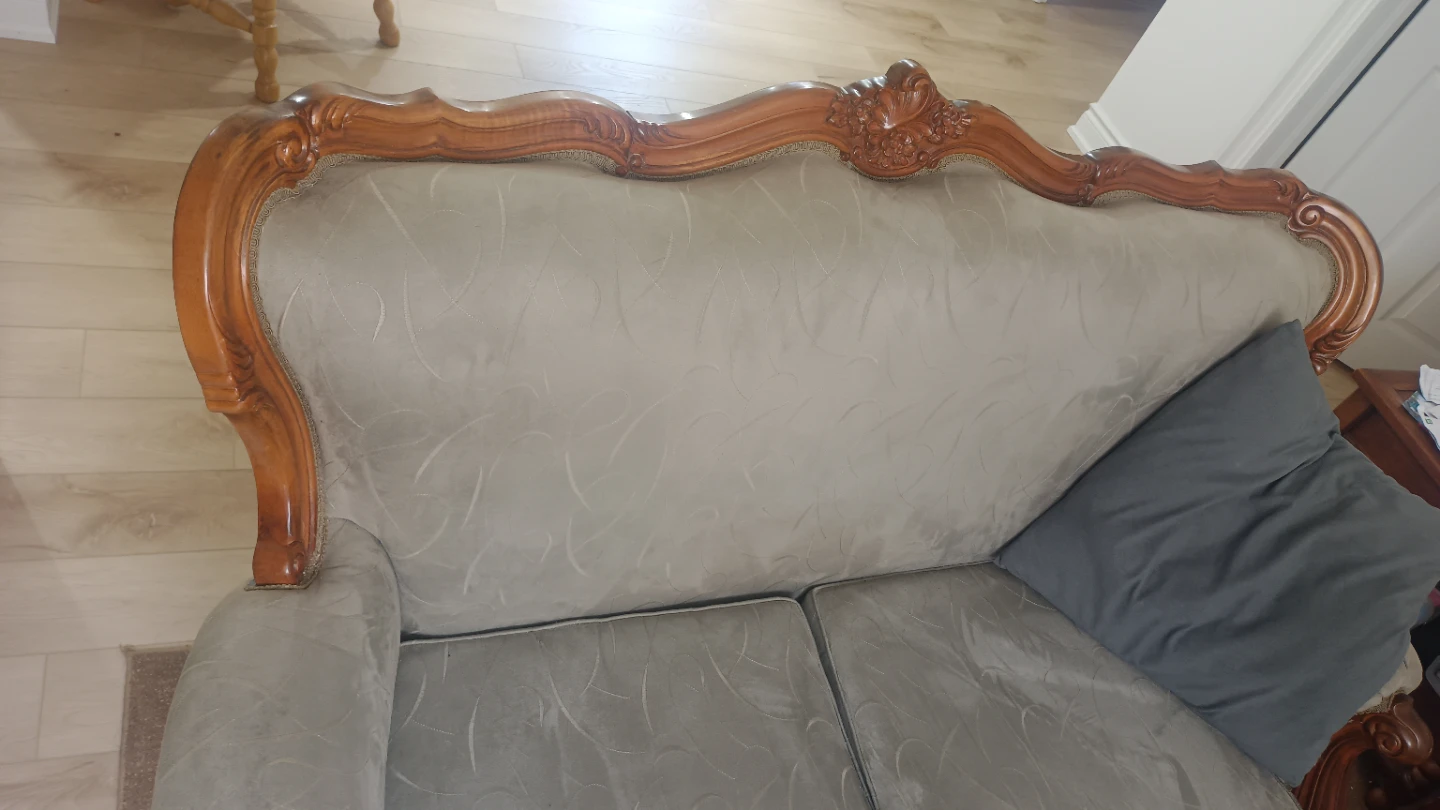 Vintage Settee Sofa - Ornate Wood Frame