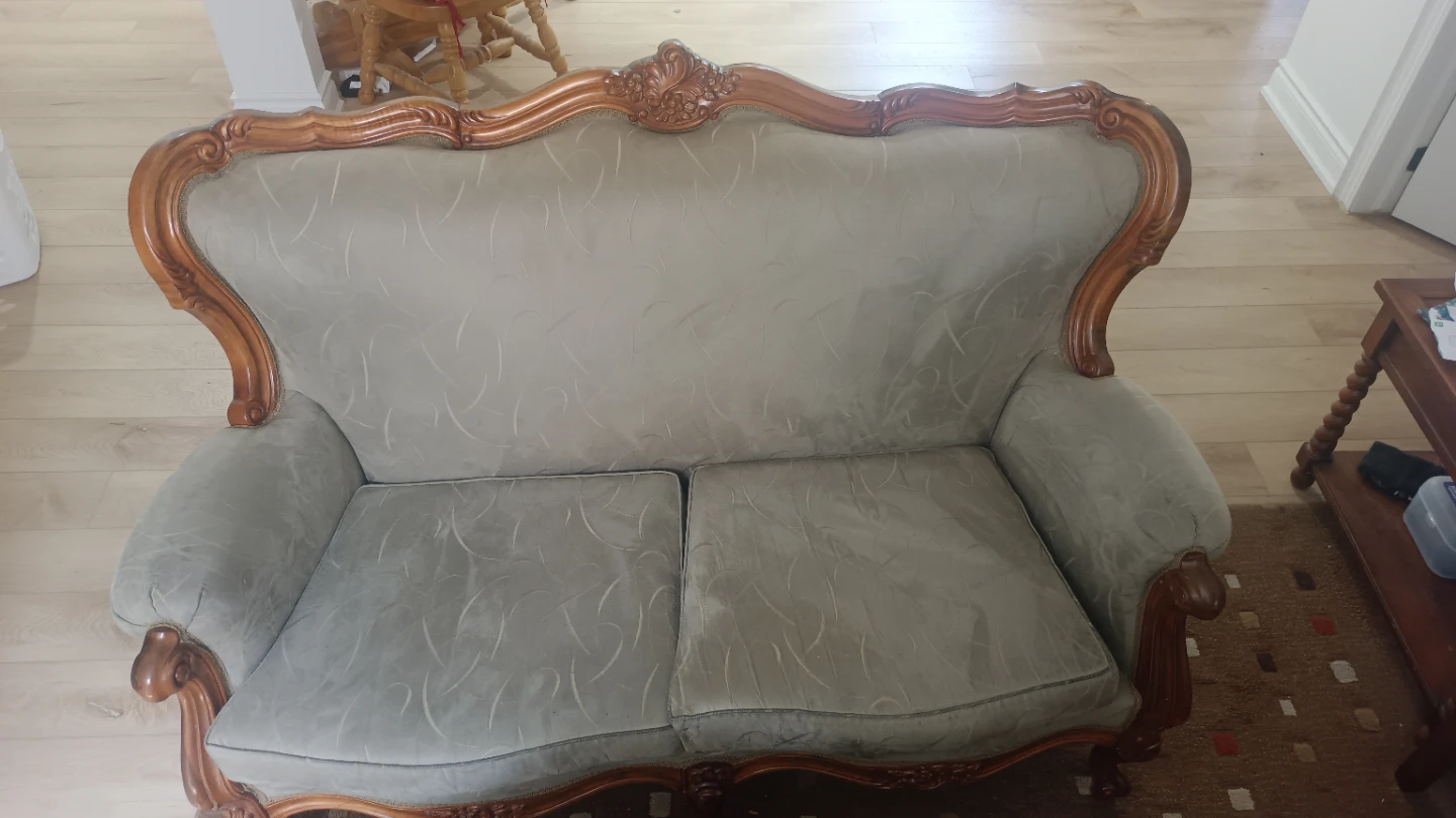Vintage Settee Sofa - Ornate Wood Frame - photo 2