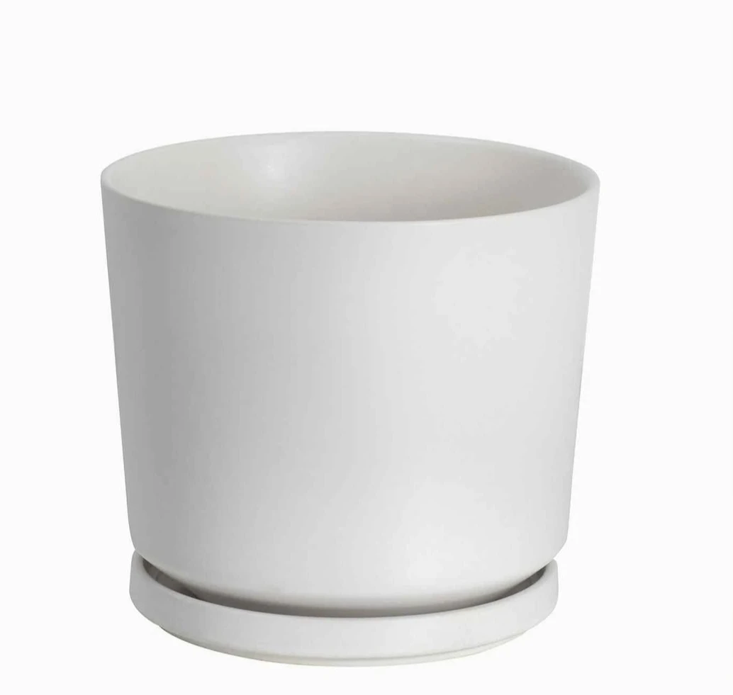 White Ceramic Planter Pot with Saucer - photo 2