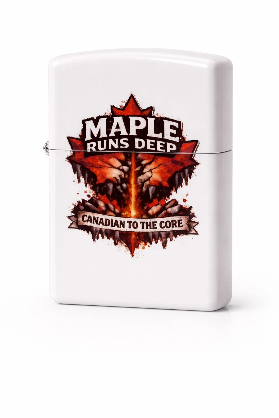 White Zippo Lighter with Canadian Theme - photo 2