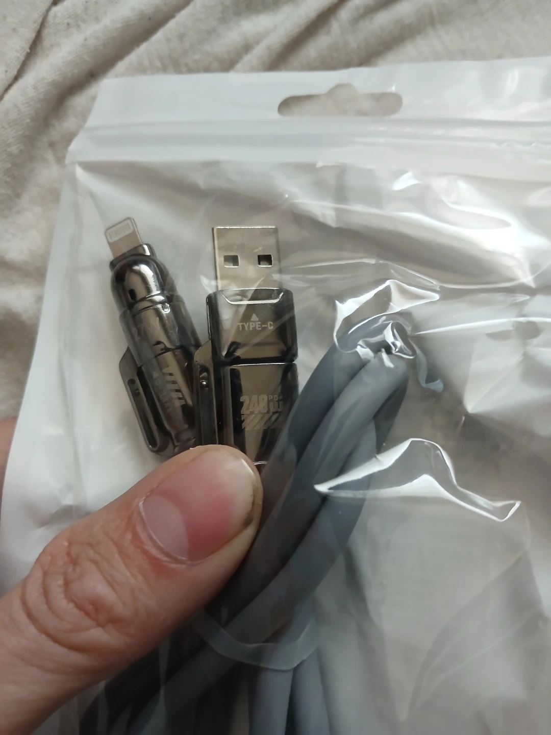 4-In-1 240W USB, Lightning, & x2 USB-C Charging Cable - photo 2