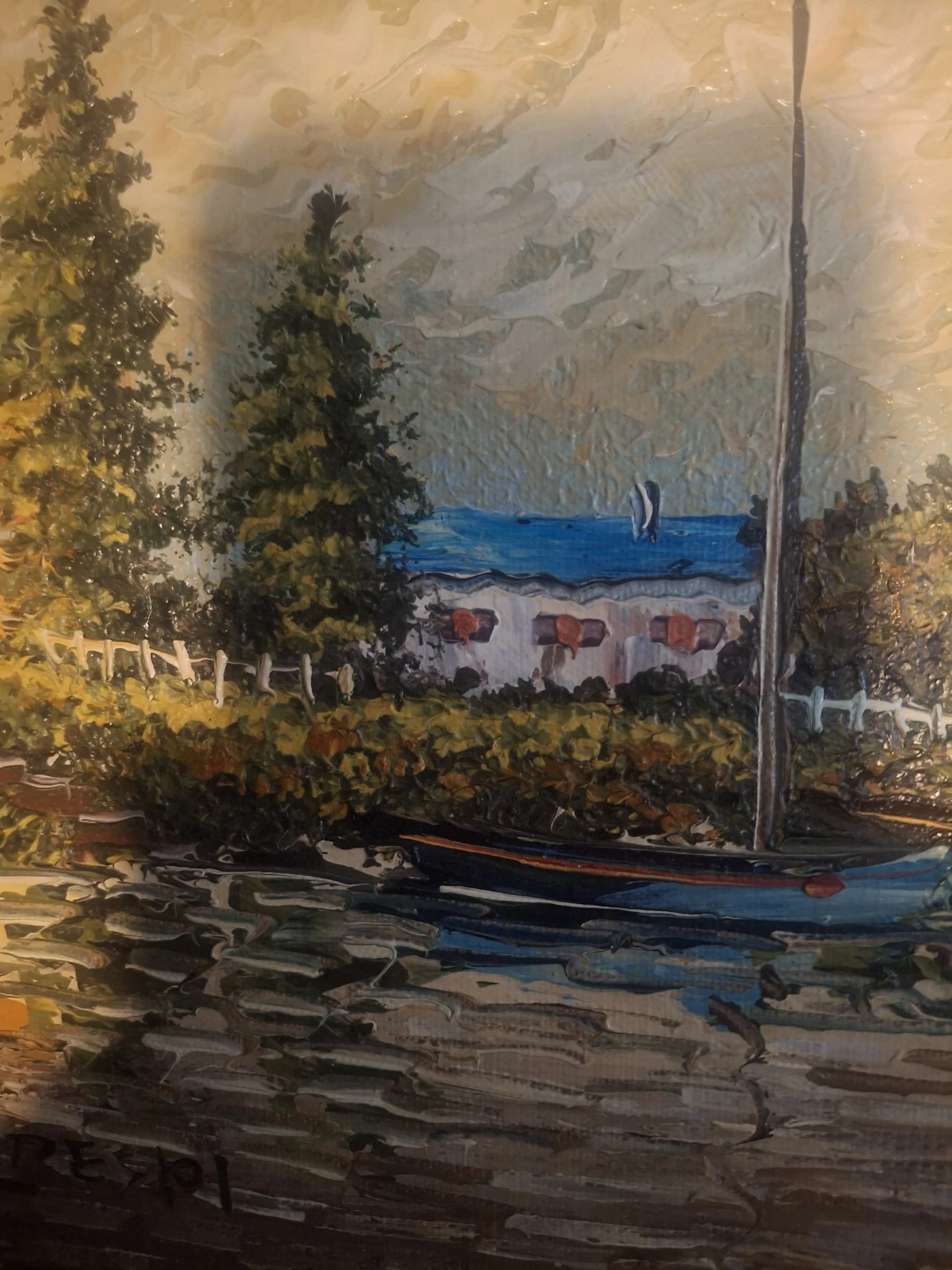 Crespi Oil Painting - Boats and Houses - photo 3