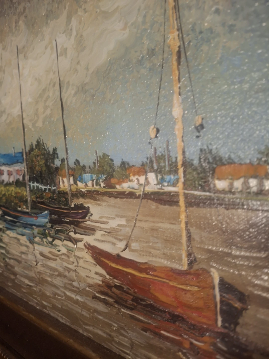 Crespi Oil Painting - Boats and Houses - photo 4