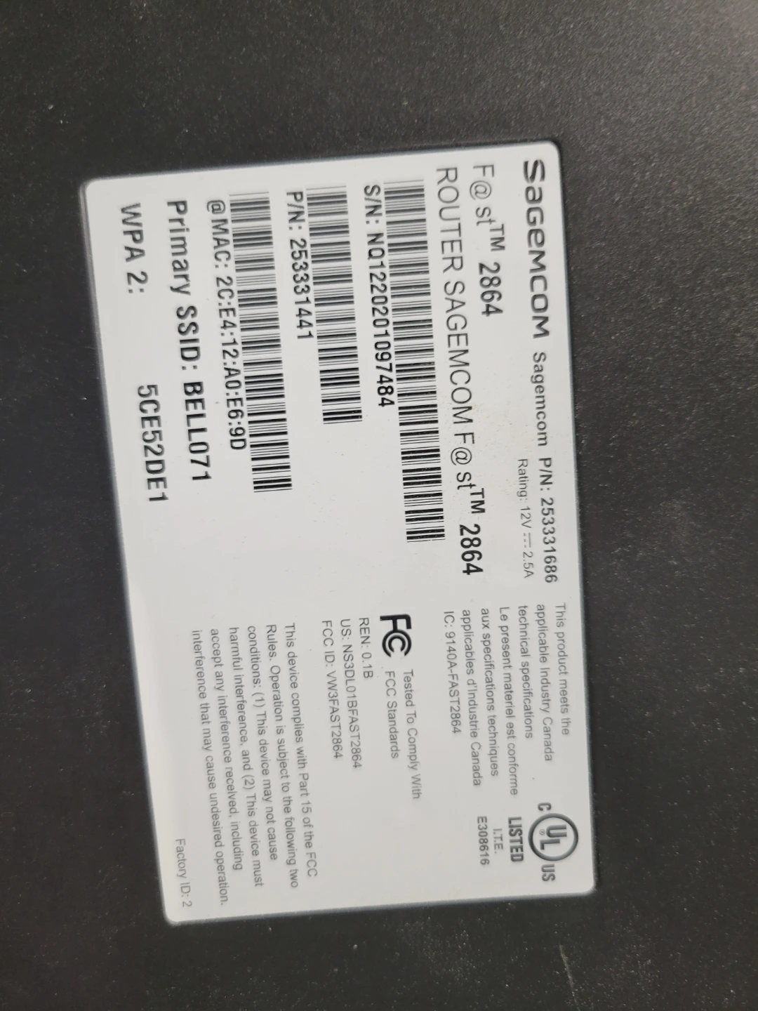 BELL Sagemcom F@ST 2864 Router - photo 2