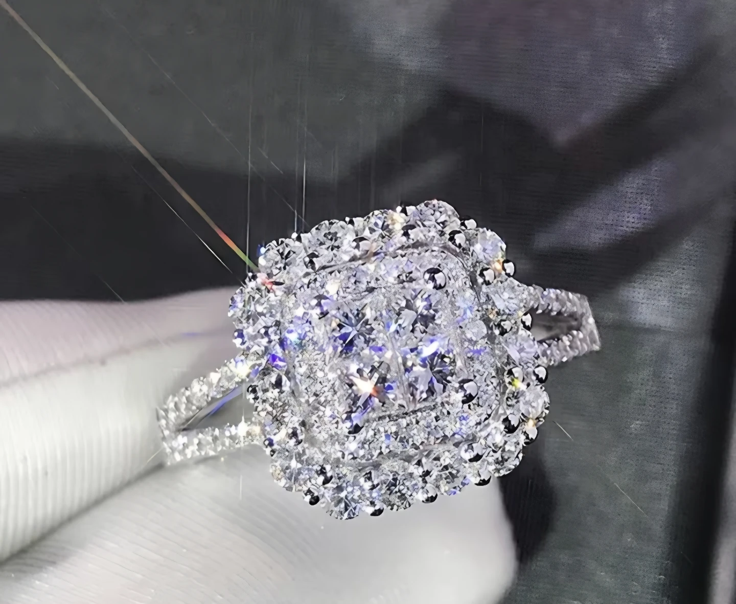 Elegant Silvery Immitation Cubic Zirconia Square Design Ring