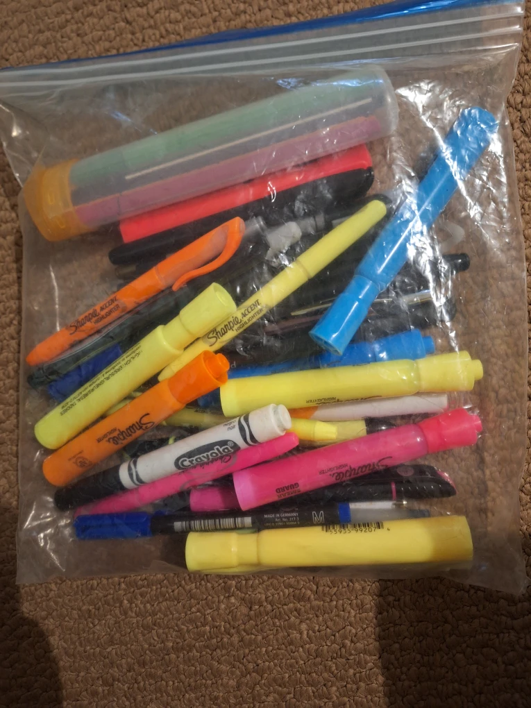 Assorted Markers, pens and Highlighters