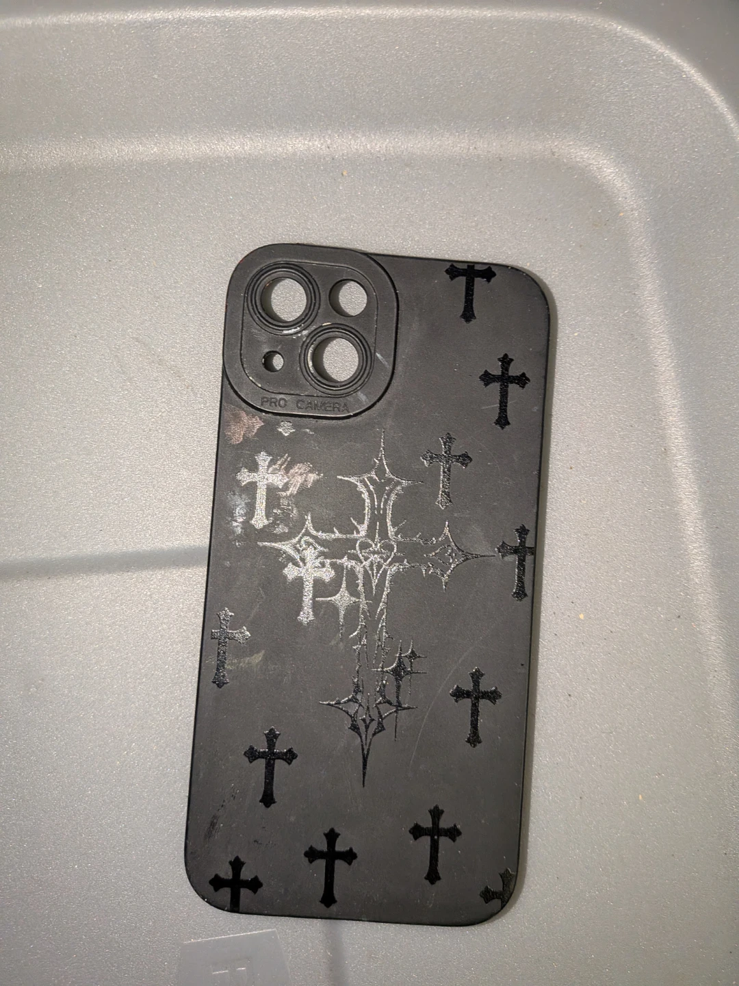 Black Phone Case with Cross Design
