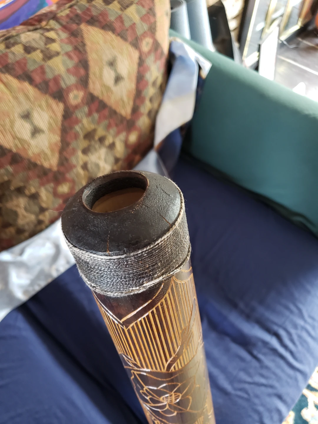 Hand-carved Bamboo Didgeridoo - photo 3
