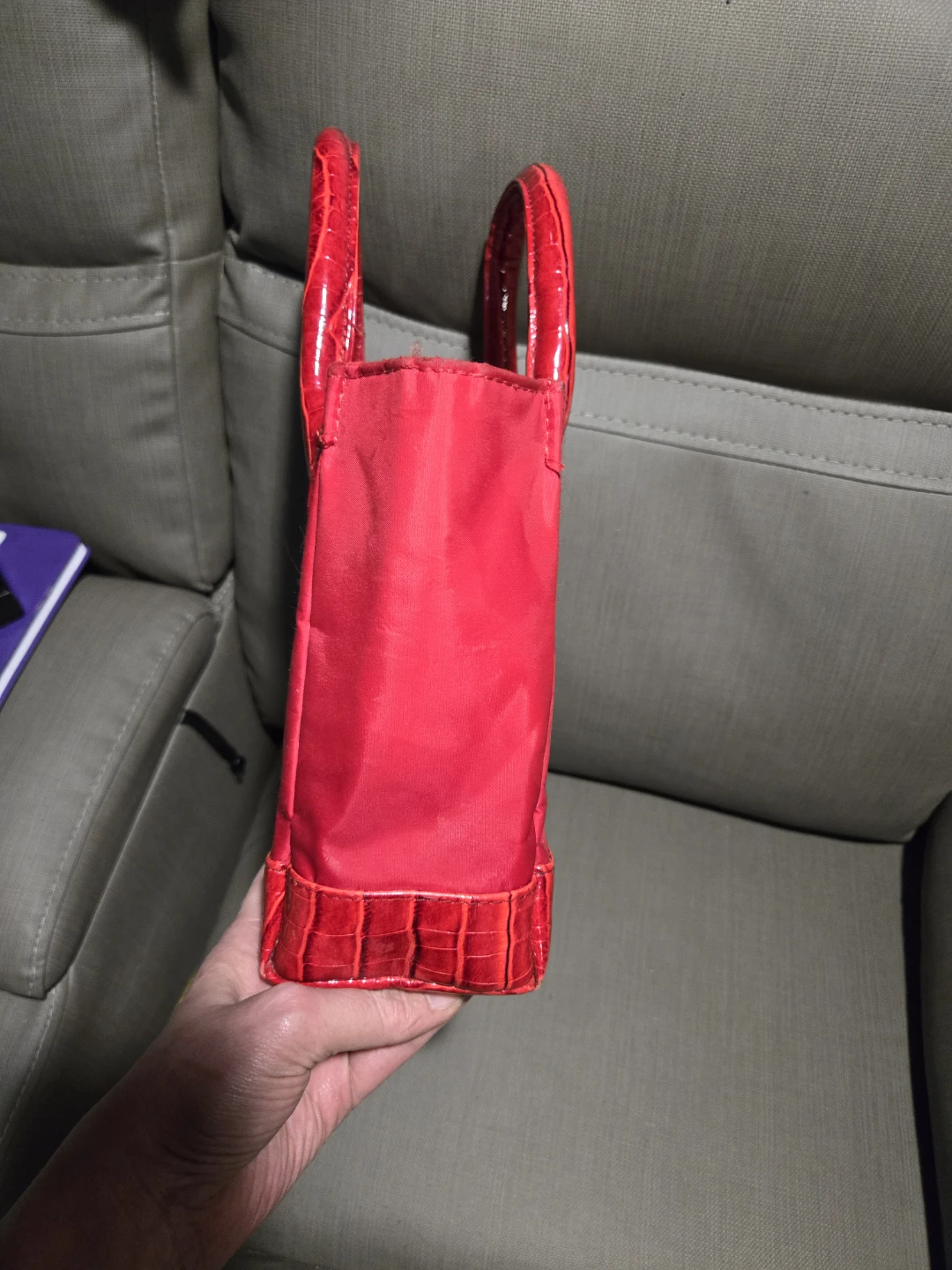 Elle Red Tote Bag with Croc Trim - photo 3