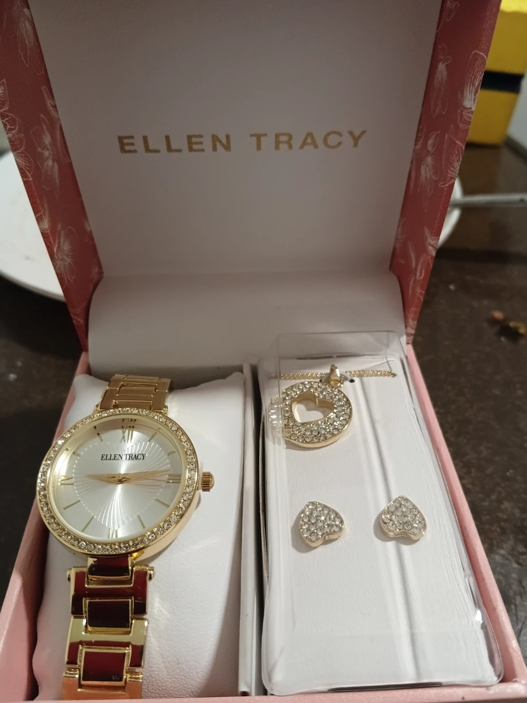 Ellen Tracy Gold Tone Watch and Jewelry Set