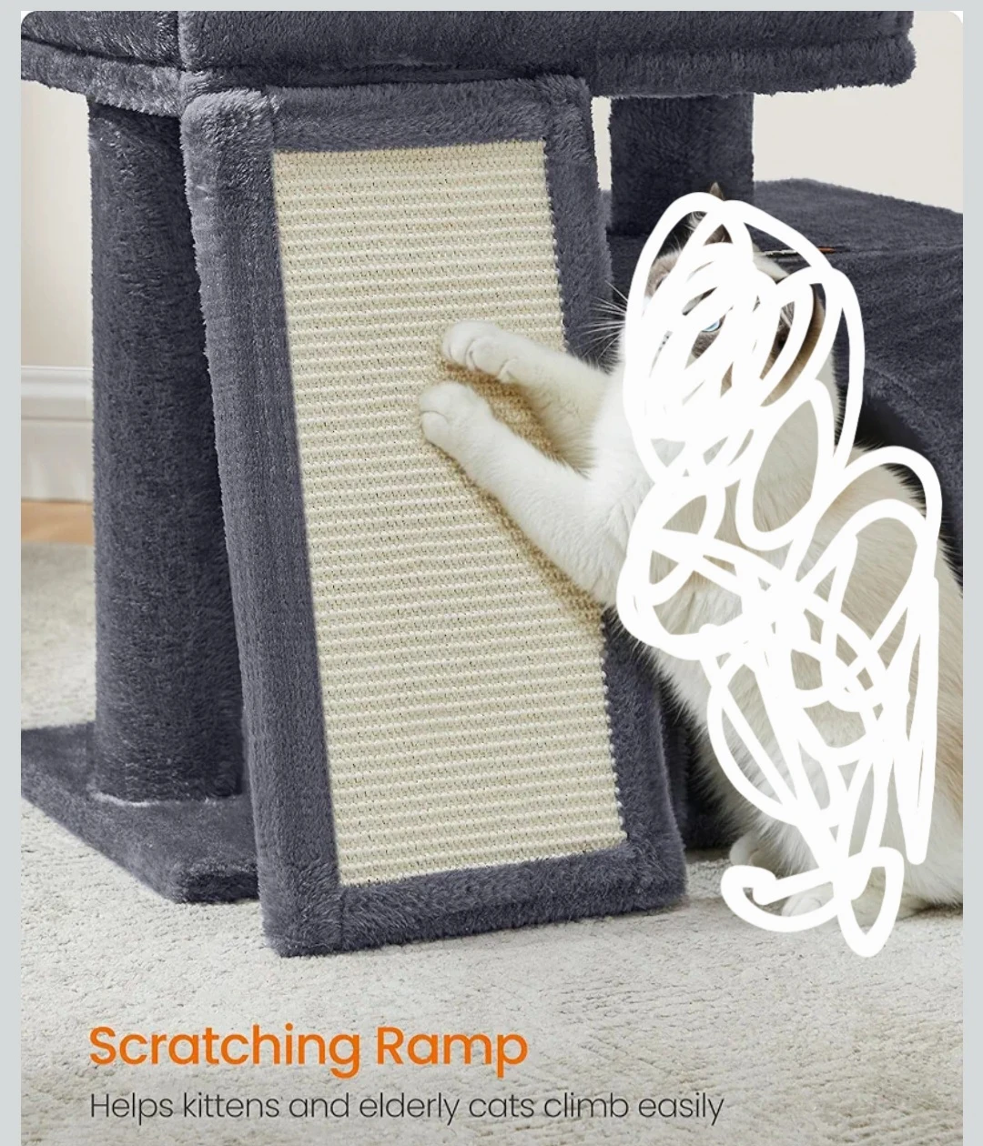 Feandrea Small Cat Tree with Scratching Ramp - photo 4