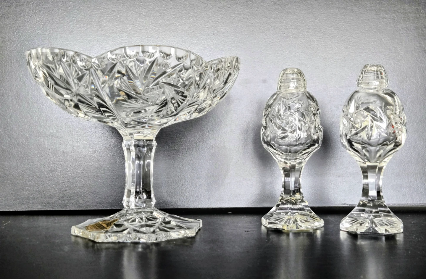 Vintage Bohemian Czech Crystal, 3 Piece Set - photo 3