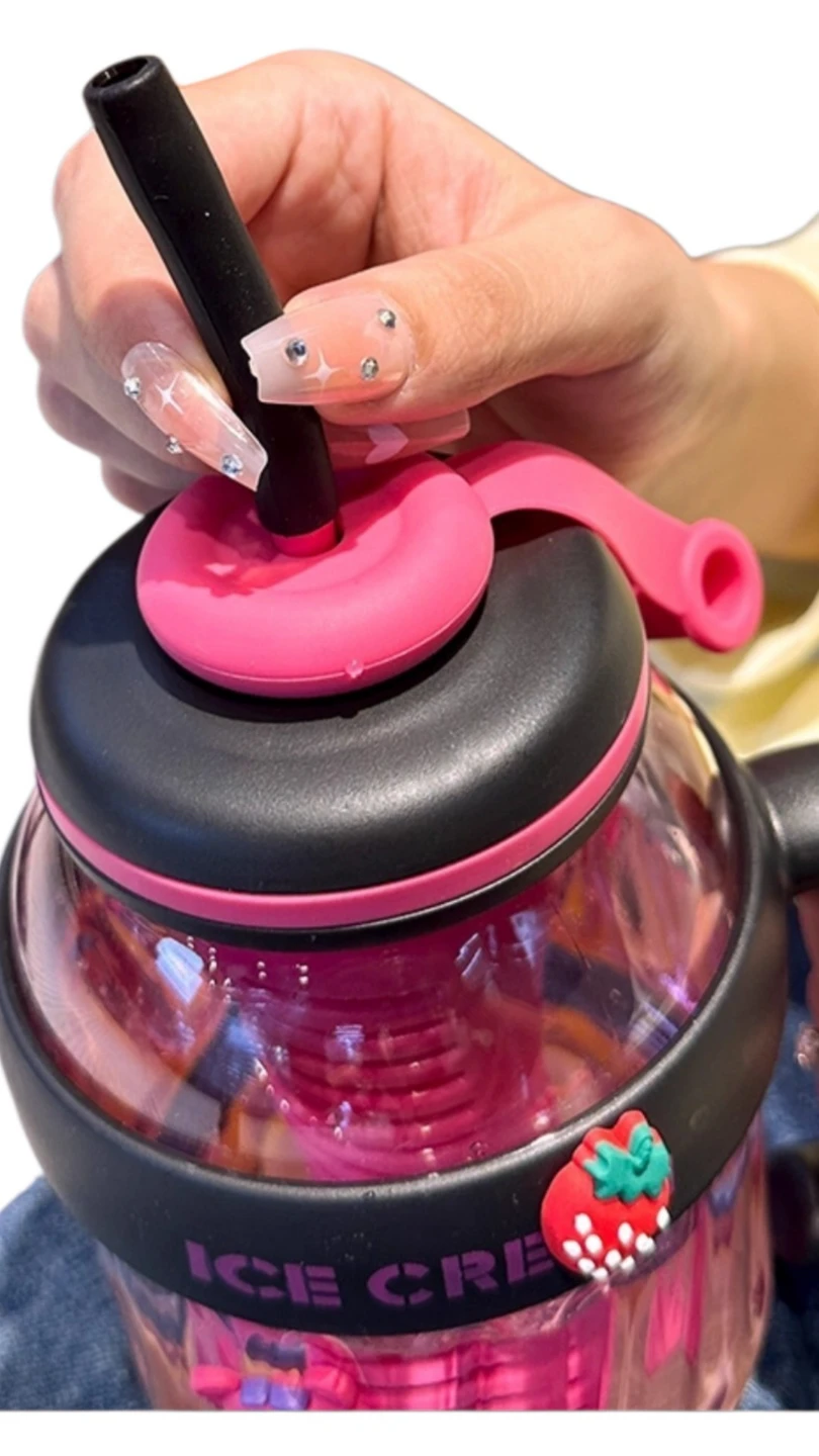 Pink Ice Cream Tumbler with Straw