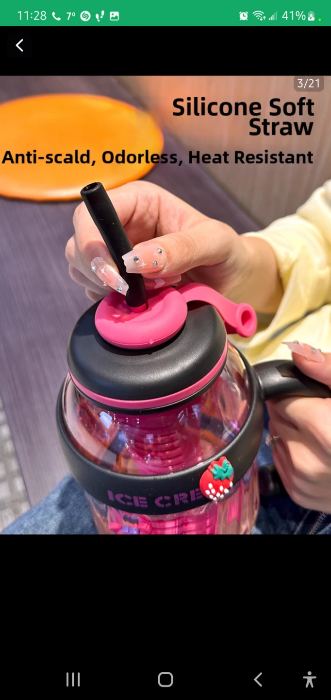 Pink Ice Cream Tumbler with Straw - photo 3