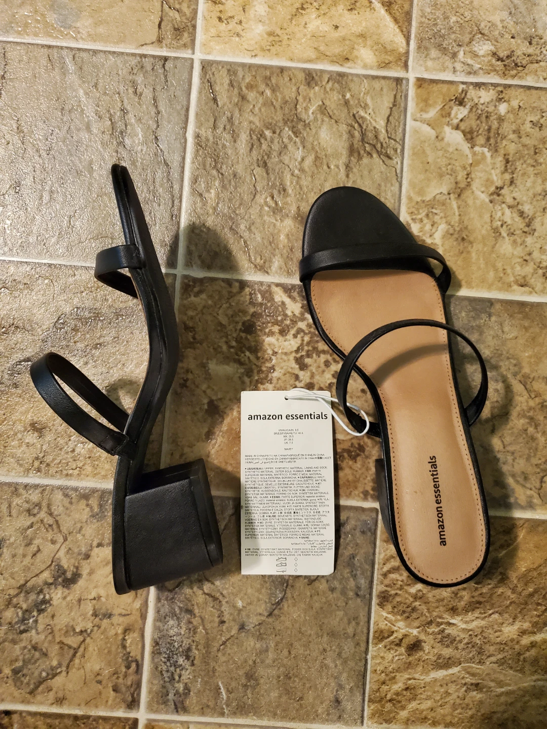 Amazon Essentials Black Heeled Sandals Size 9.5 - photo 2