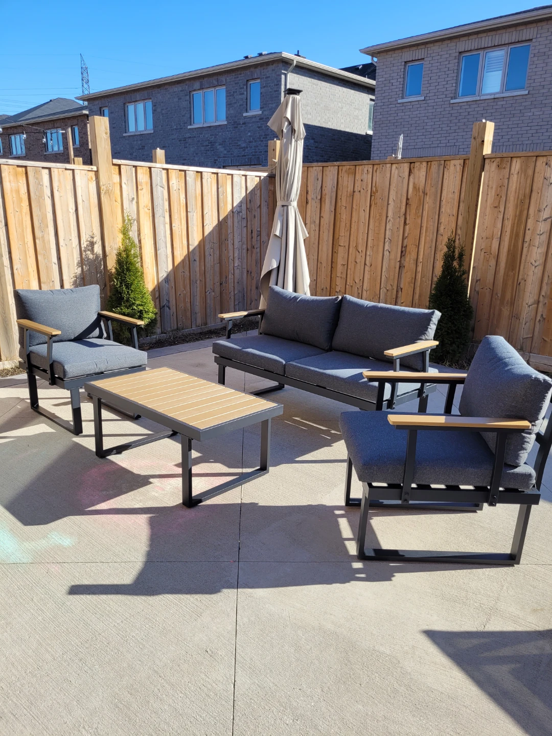 Patio Furniture Set - 4 Seater Sofa, Chairs & Coffee Table - photo 4