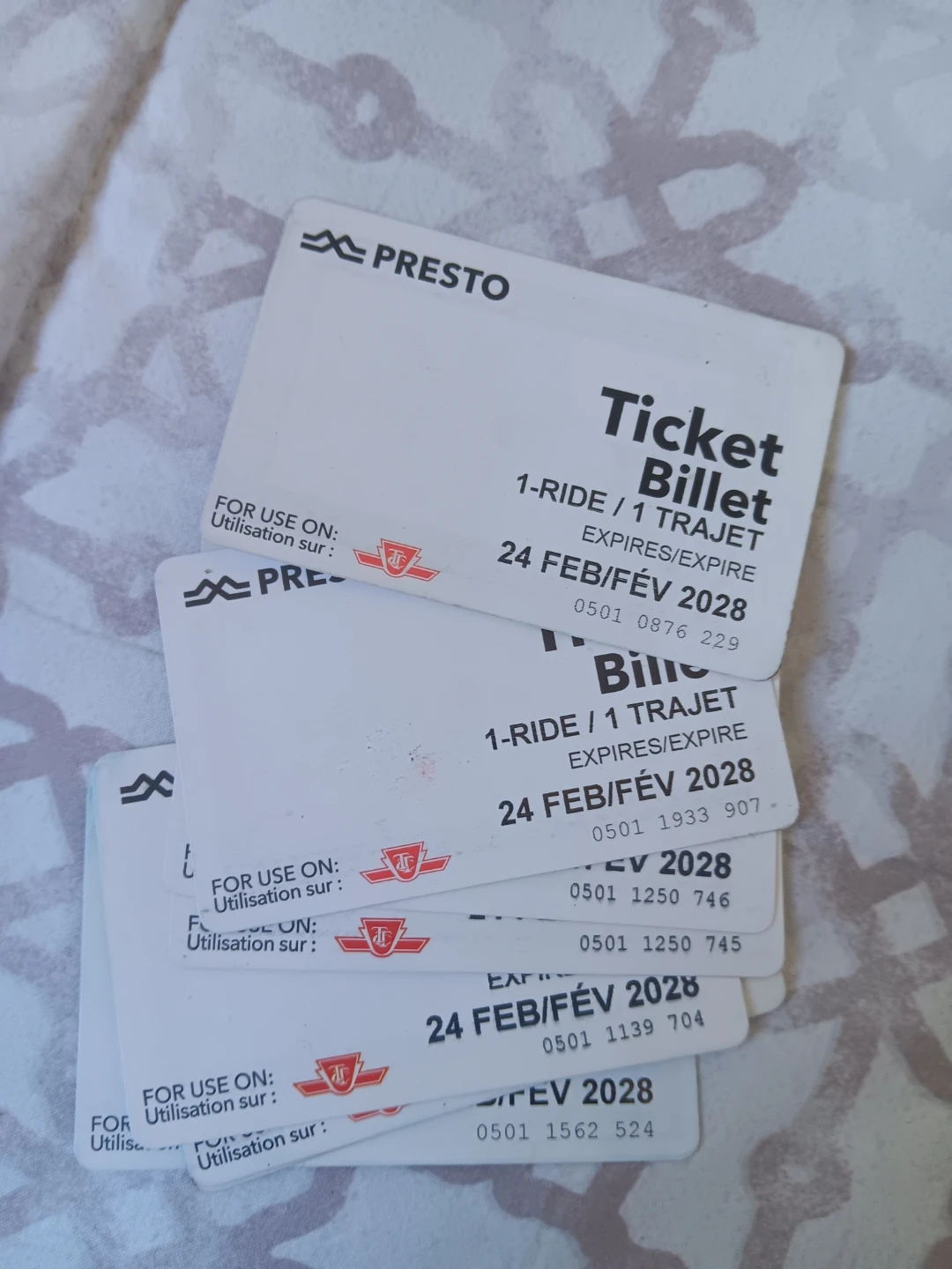 Presto 1-Ride Tickets (5)