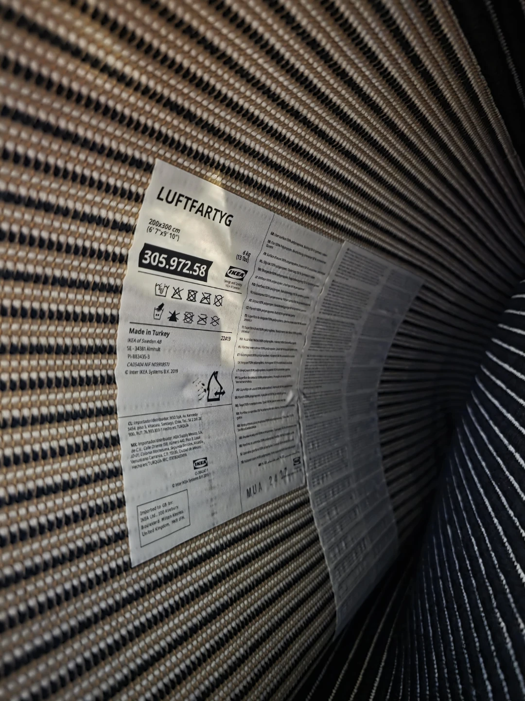 IKEA LUFTFARTYG Indoor/Outdoor Rug Black/Stripe - photo 3