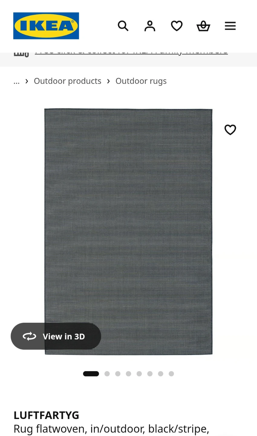 IKEA LUFTFARTYG Indoor/Outdoor Rug Black/Stripe - photo 4