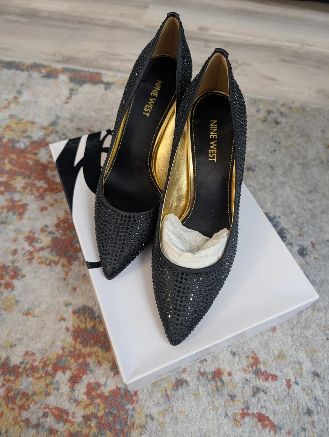 Nine West Black Rhinestone Heels - Size 7