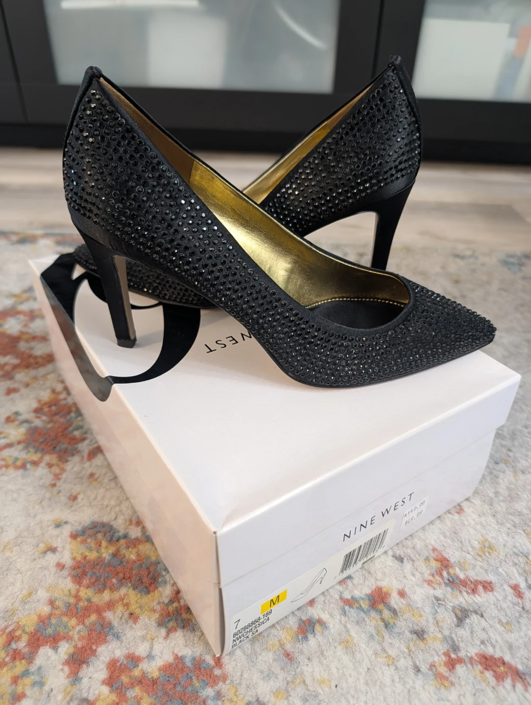 Nine West Black Rhinestone Heels - Size 7 - photo 2