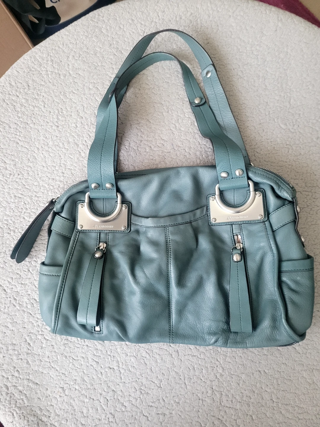 B  Makowsky Teal Leather Bag