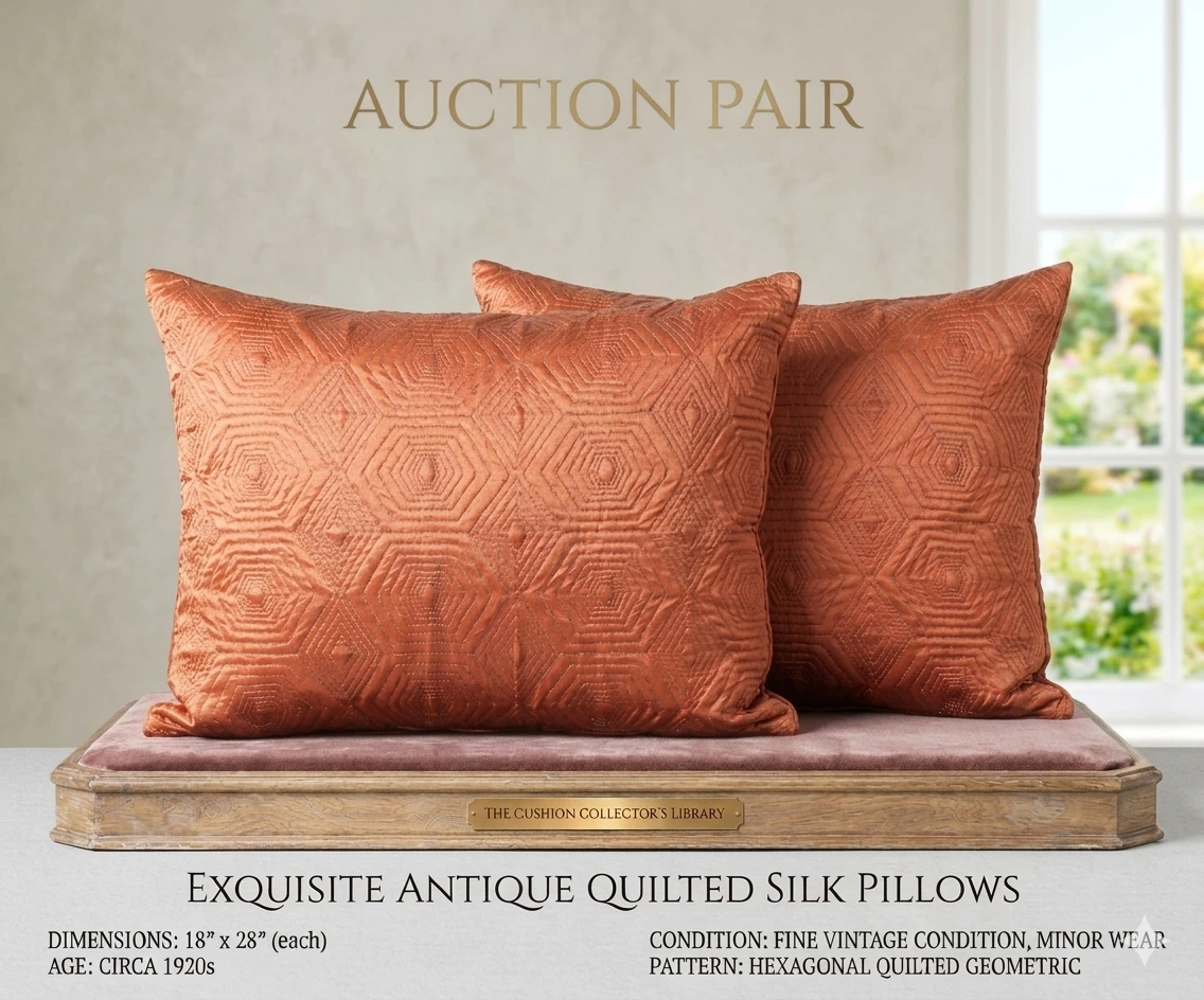 Vintage Pier 1 Imports Quilted Satin Lumbar Pillows