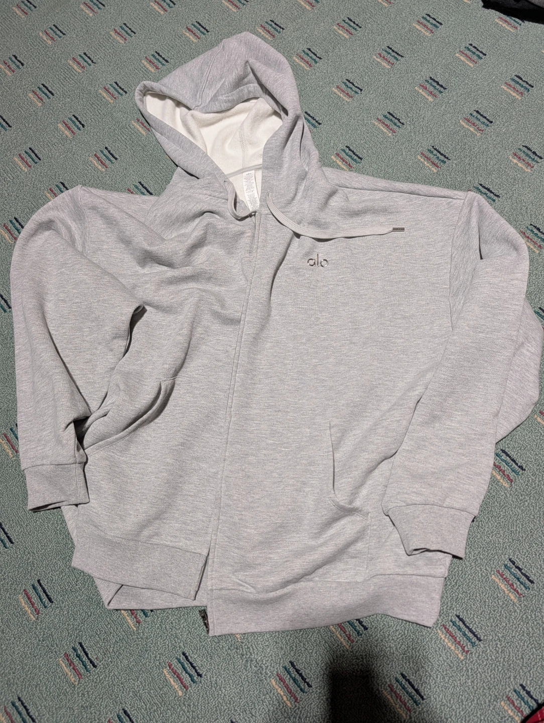 Alo Yoga Accolade Full Zip Hoodie Athletic Heather Grey