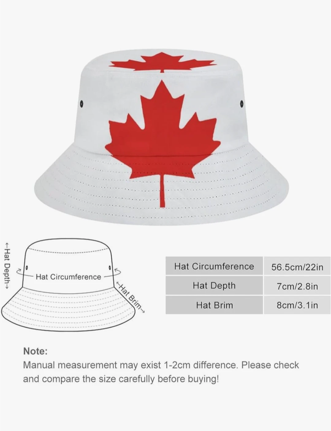 Brand New Canadian Bucket Hat White with Red Maple Leaf 🍁 - photo 4
