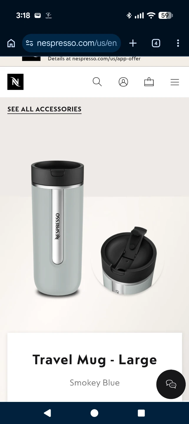 Nespresso Travel Mug - Large smokey blue