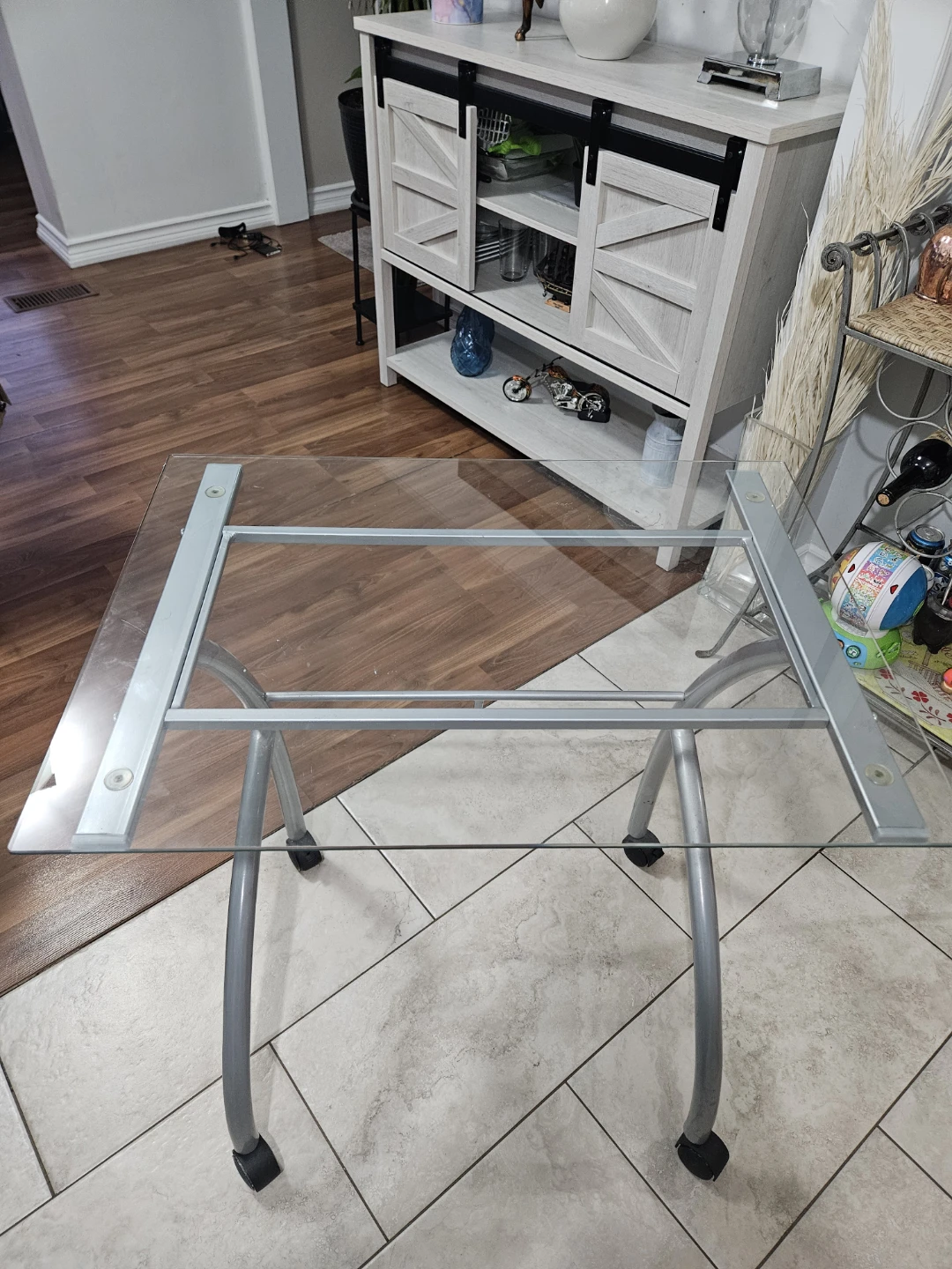 Glass Top Desk  Table with Metal Frame