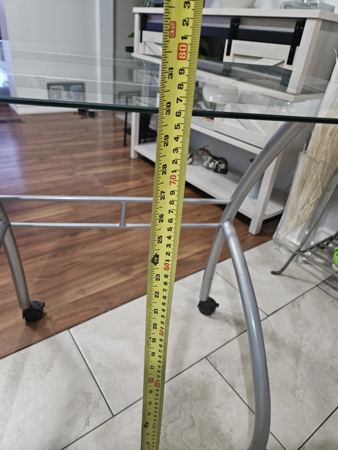 Glass Top Desk  Table with Metal Frame - photo 2