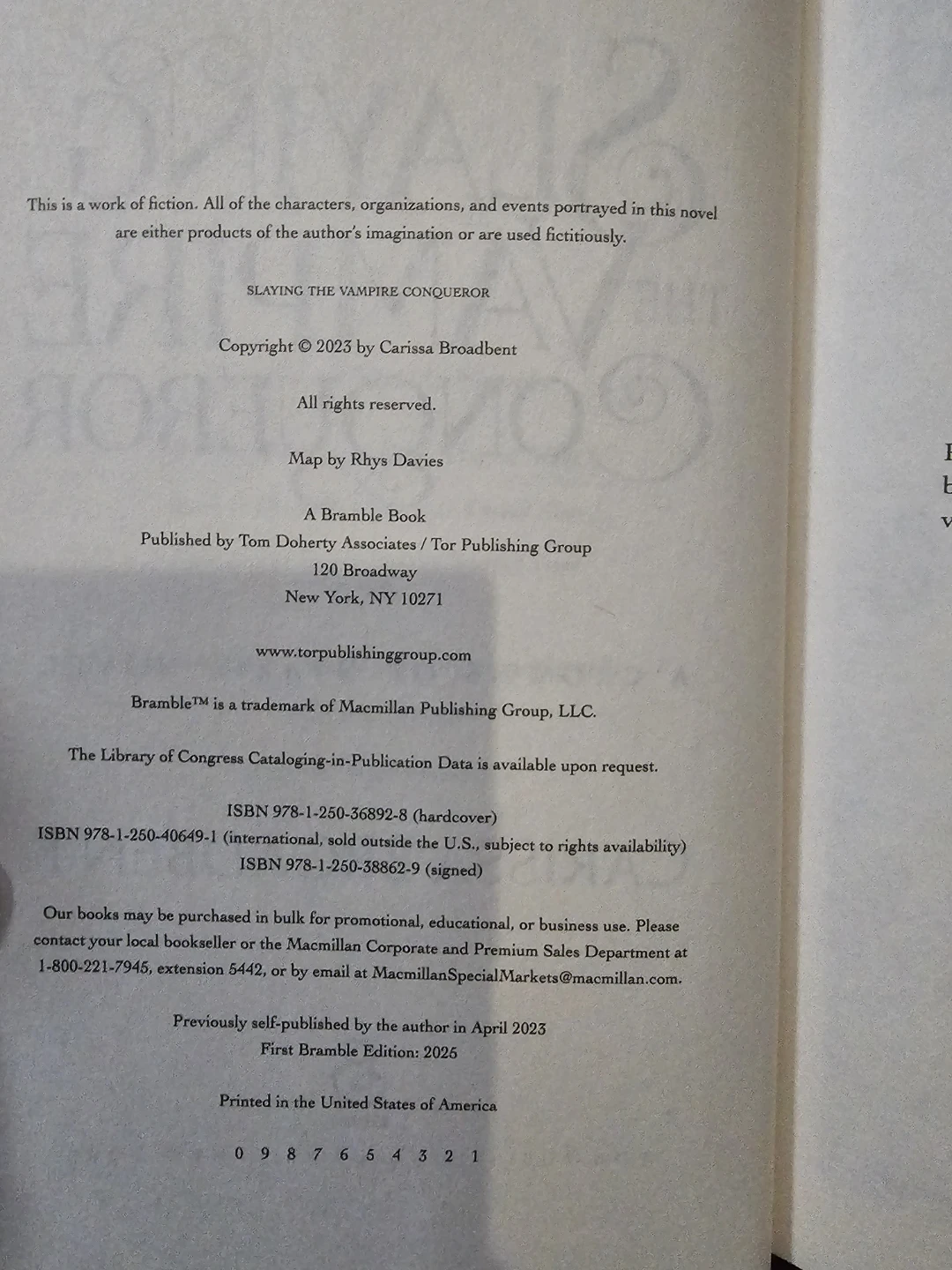Slaying the Vampire Conqueror by Carissa Broadbent (Hardcover) - photo 3