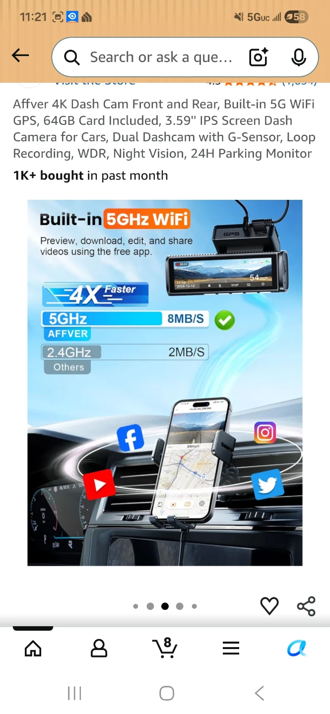 Affver 4K Dash Cam Front and Rear with 64GB Card - photo 2