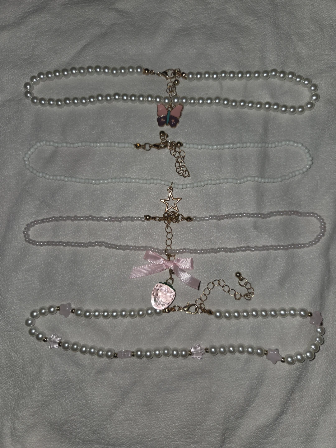Pearl Necklaces - Set of 4 with Charms