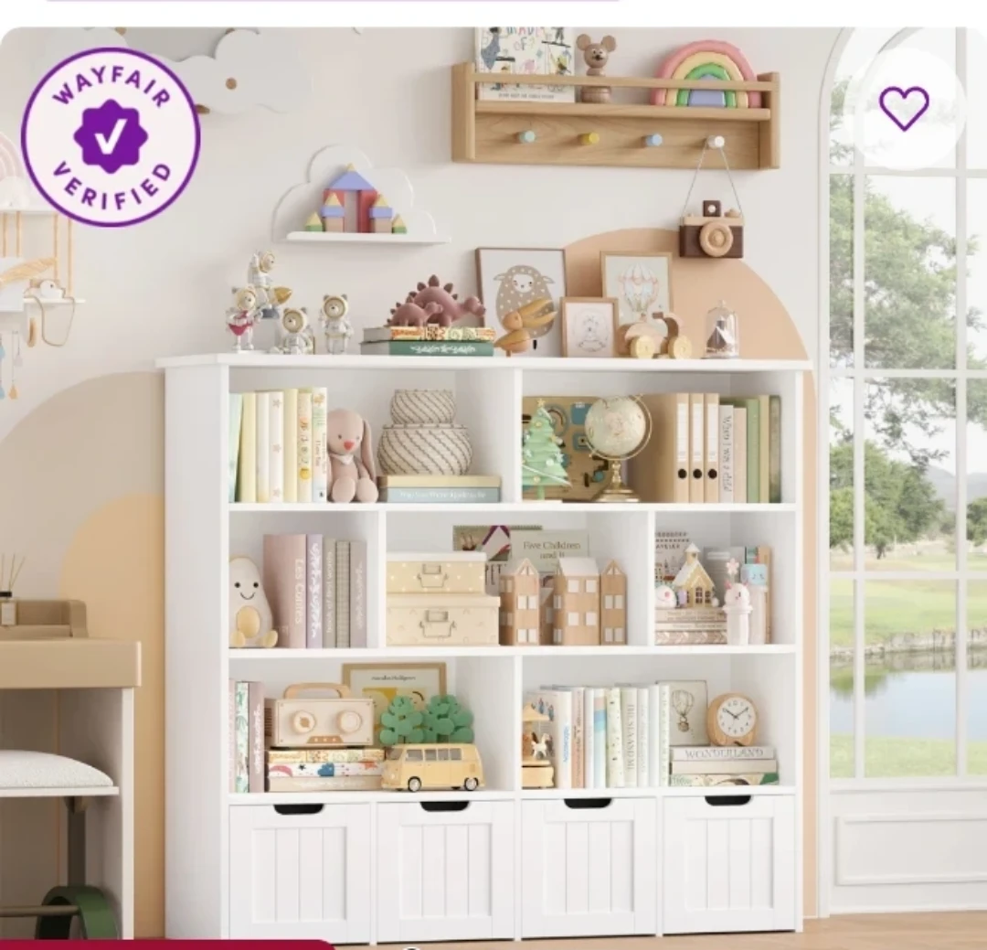 White Bookshelf with Storage Drawers - photo 3