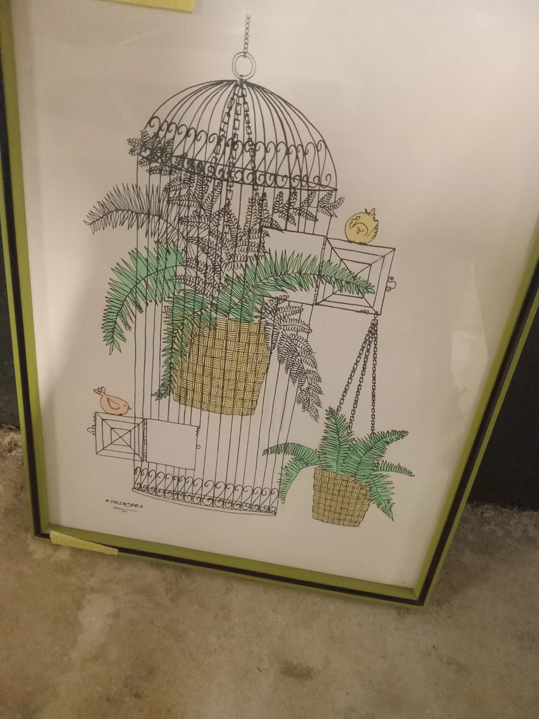 M. Baldasar framed print - Birdcage with Ferns