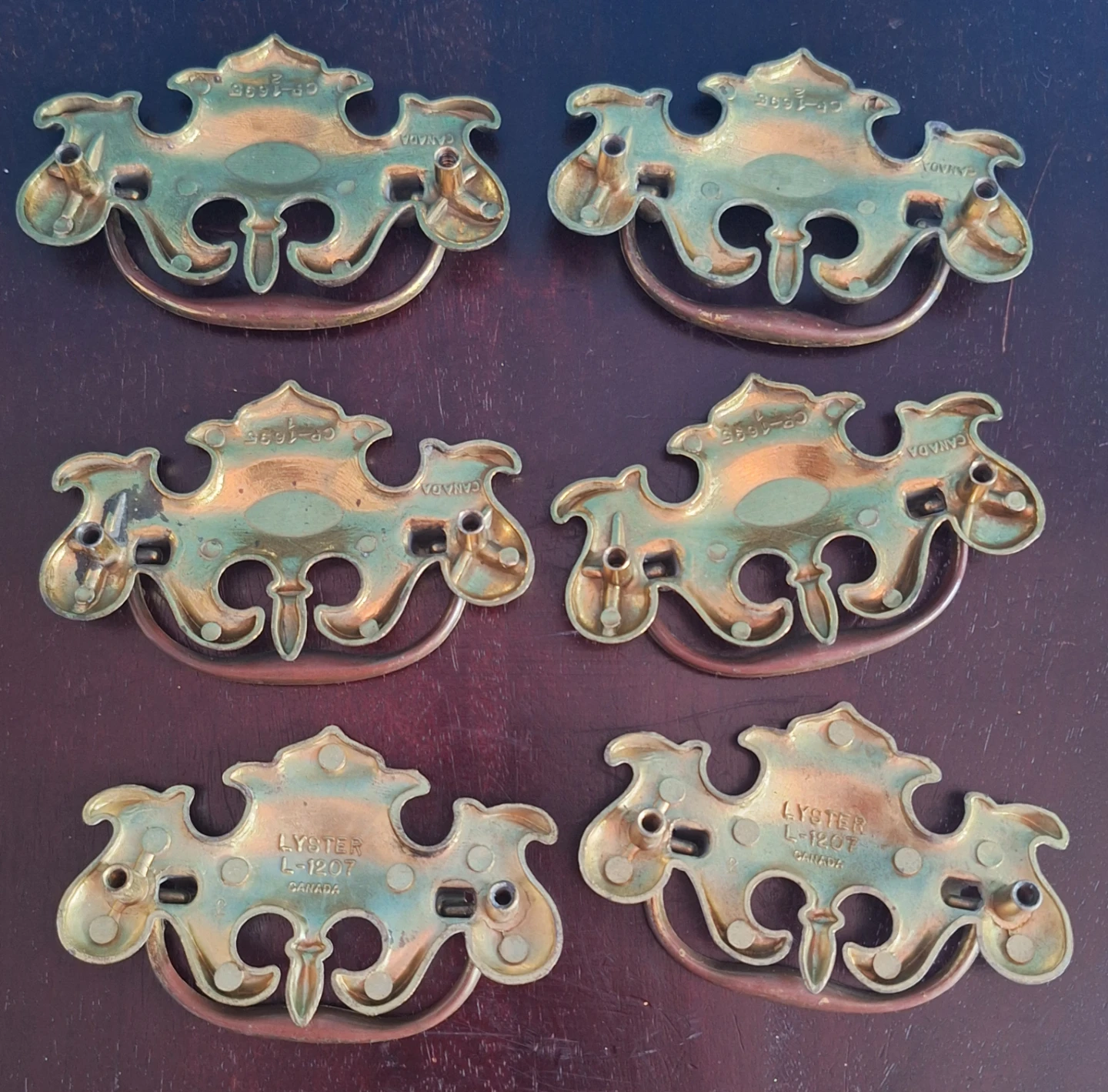 Vinrage brass and white enamel drawer pulls (6 total) - photo 2