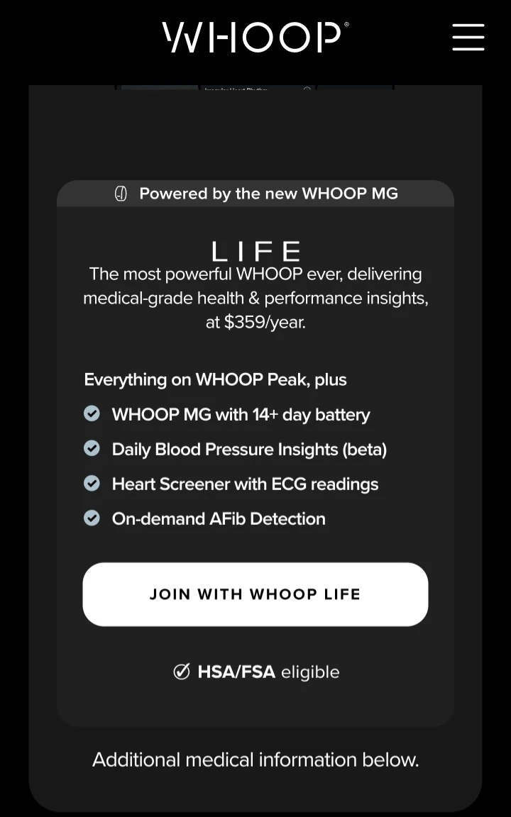 WHOOP LIFE Fitness Tracker