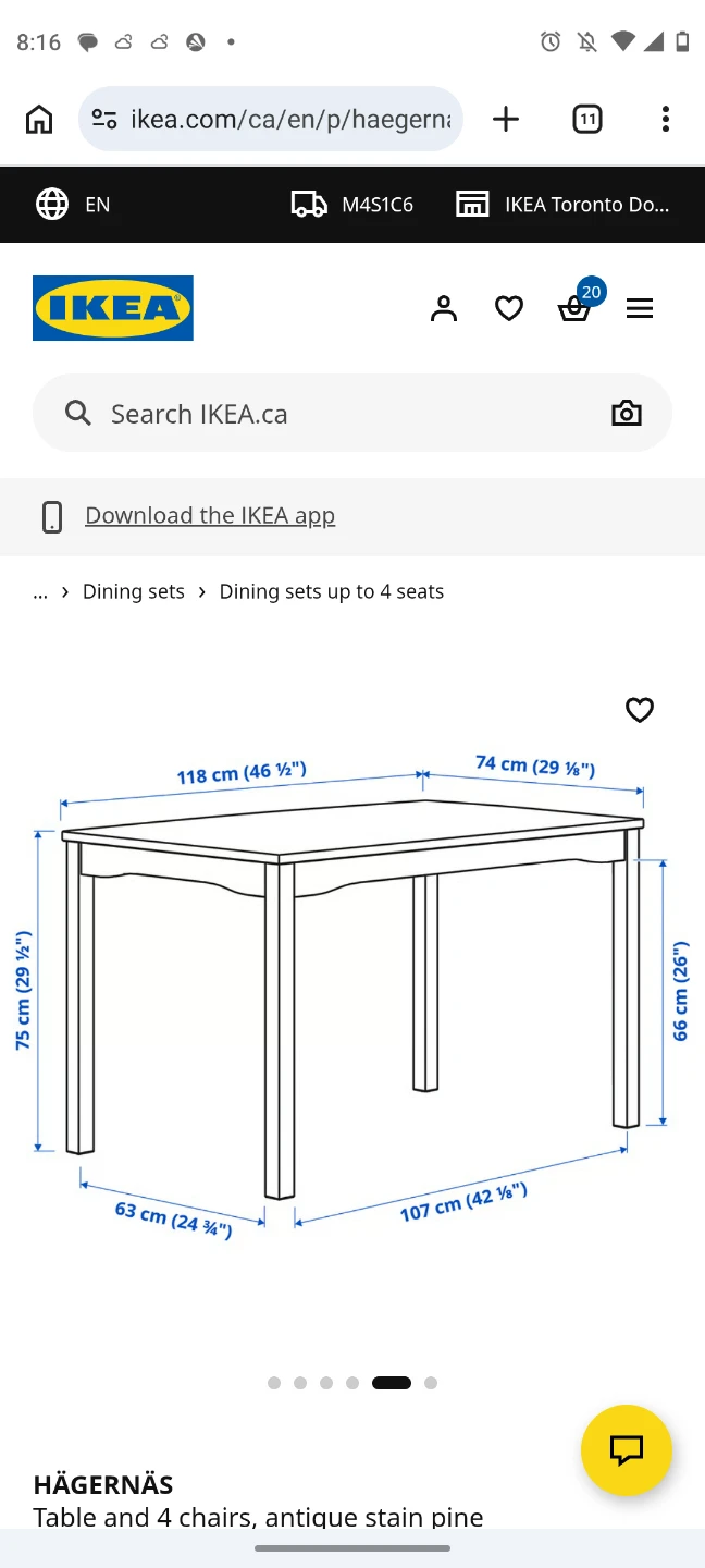 IKEA HÄGERNÄS Table and 4 Chairs, Antique Stain Pine - photo 4