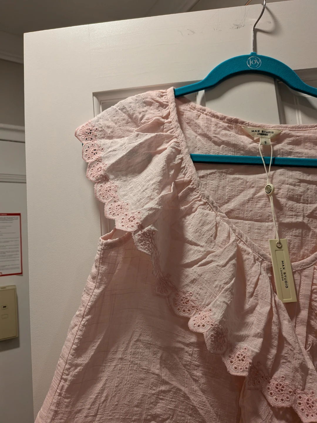 Max Studio Pink Embroidered Ruffle Top Size S - photo 3