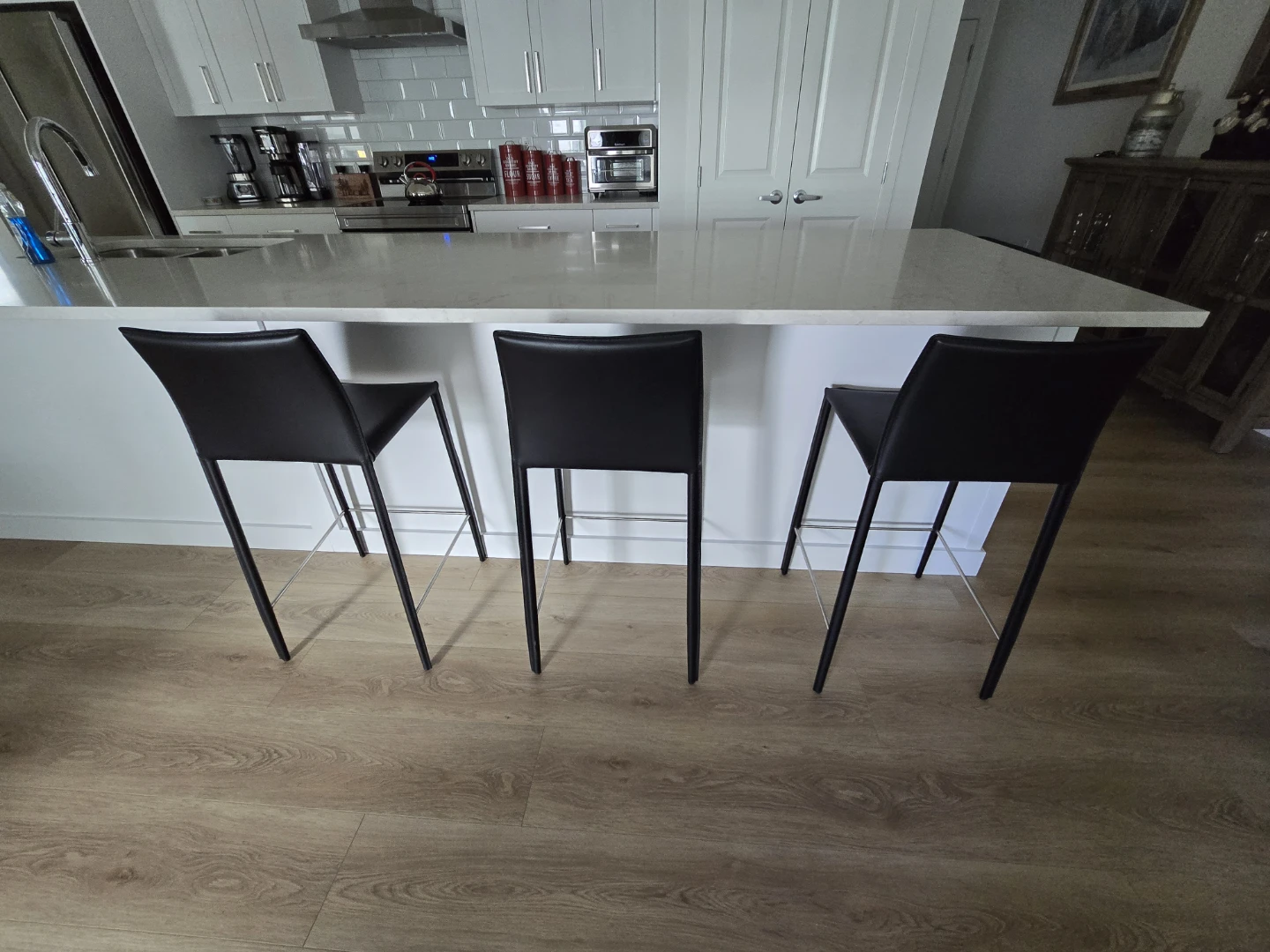 SET OF 3x LEATHER WRAPPED BAR STOOLS from PERFECT HOME FURNITURE