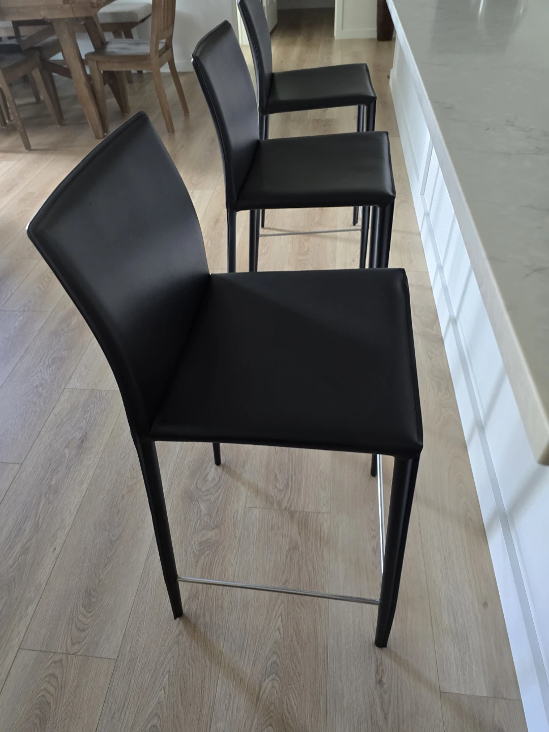 SET OF 3x LEATHER WRAPPED BAR STOOLS from PERFECT HOME FURNITURE - photo 2
