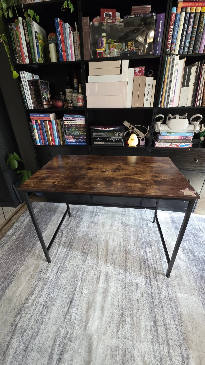 Rustic Wood Top Desk with Black Metal Legs