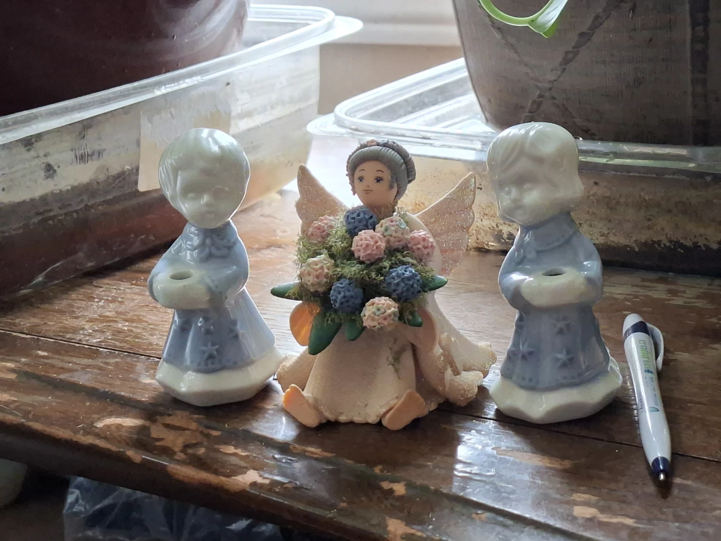 Ceramic Angel Candle Holder Set