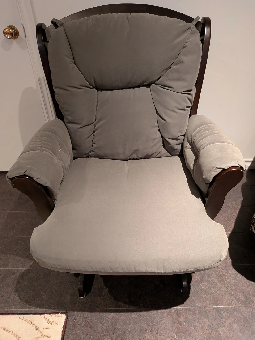 Grey Upholstered Glider Rocking Chair - photo 2