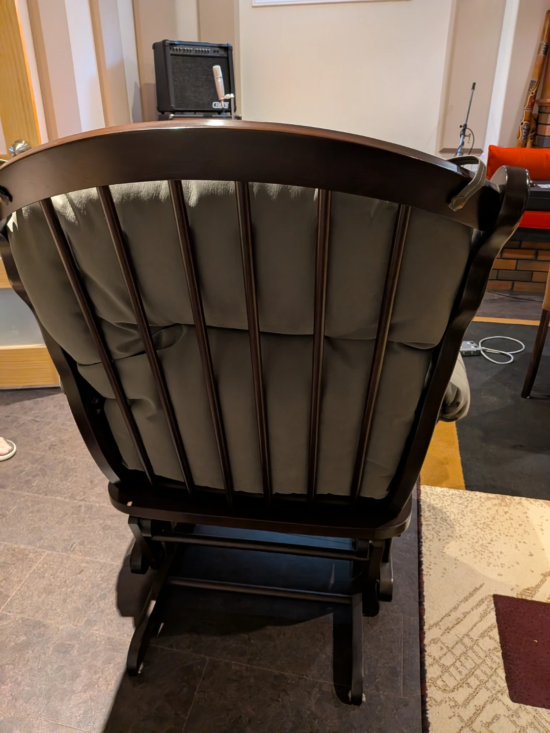 Grey Upholstered Glider Rocking Chair - photo 3