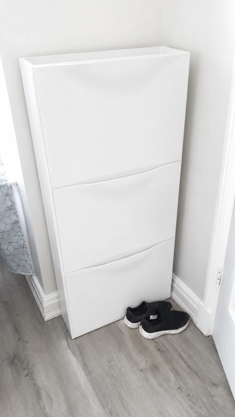 White 3-Tier Shoe Cabinet